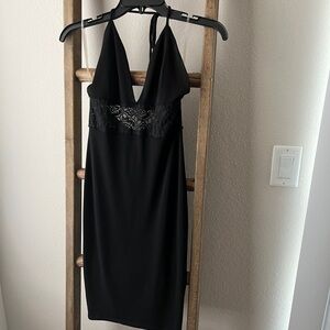 NWOT Primi - black dress with lace and halter back size s